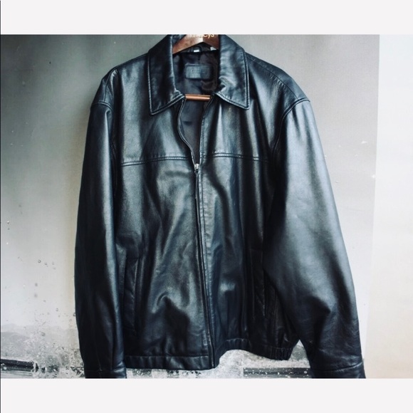 Savile Row Mens Leather Jack Black Size 